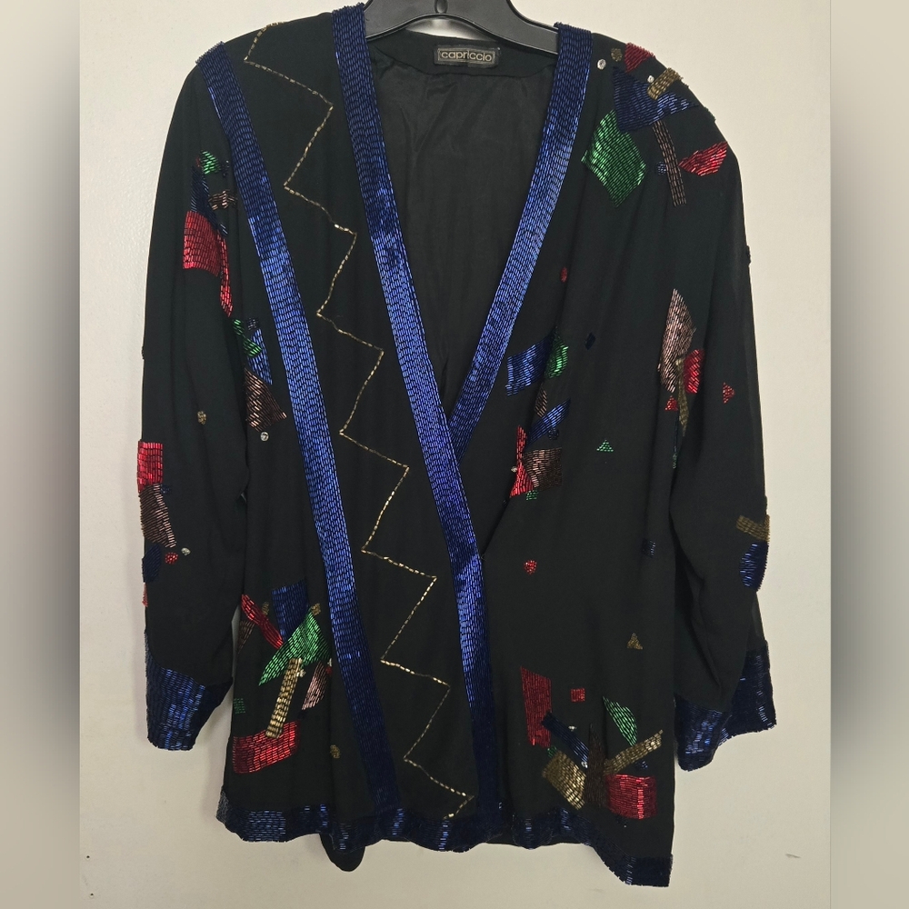 Capriccio Metallic Beaded Wrap Jacket
